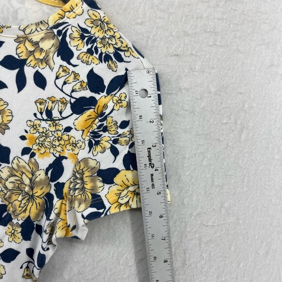 Laura Scott T Shirt Women PS White Yellow Floral Pullover Round Neck Cottagecore - Picture 4 of 12